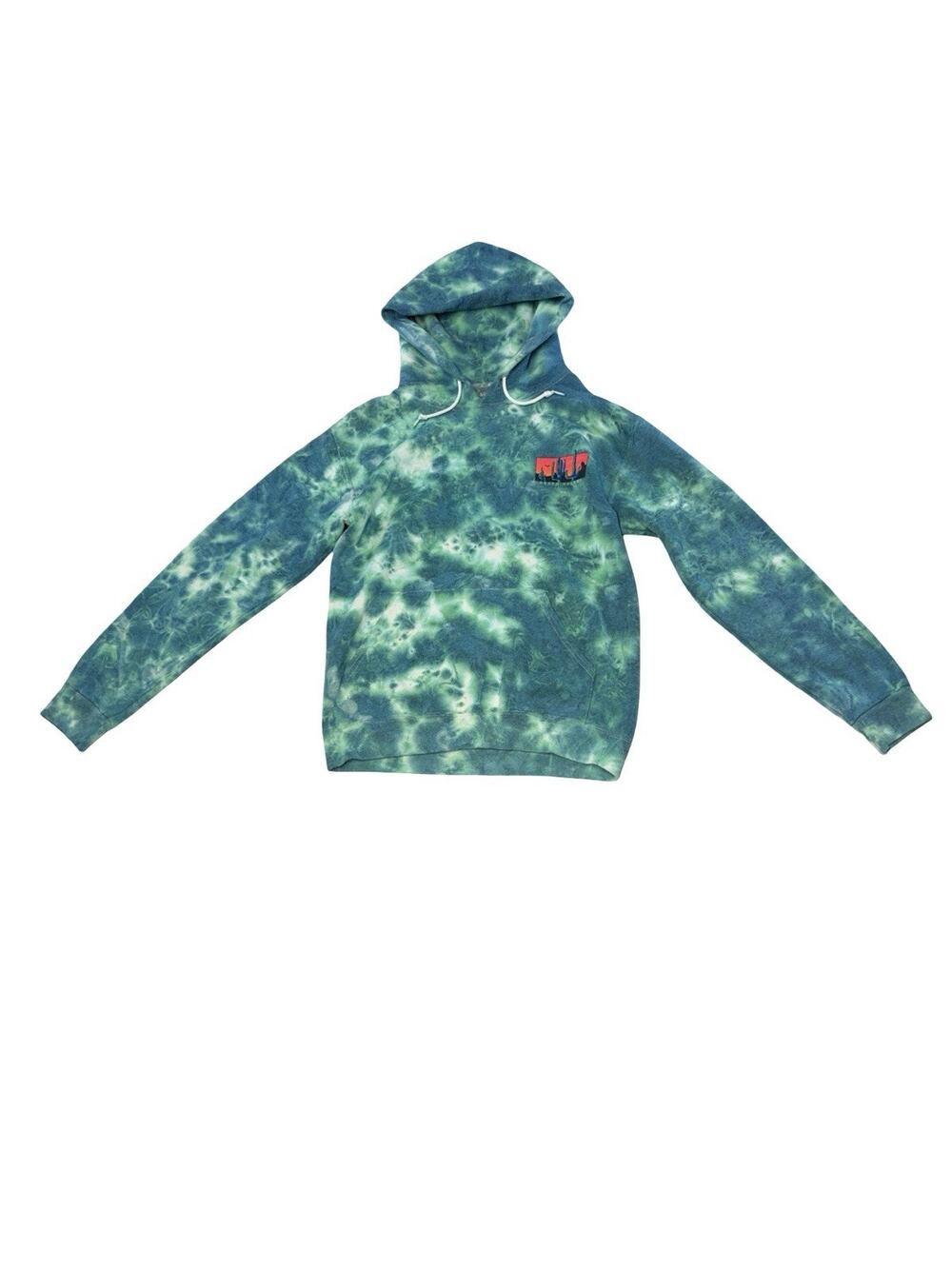 Artist Union MU Tie Dye Hoodie Men’s Small Blue Green Graphic Pullover